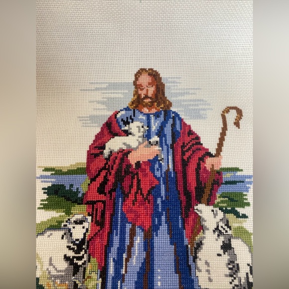 Bucilla Counted Cross Stitch Kit #49668, titled "Good Shepherd Readymade - Picture 3 of 8
